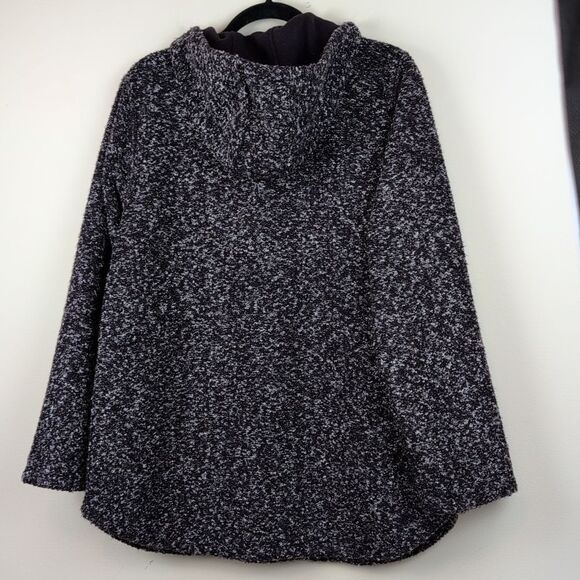 J. Jill purejill Reversible Marled Dark Fig Jacket Button Front Hooded Coat Cozy - Picture 7 of 10